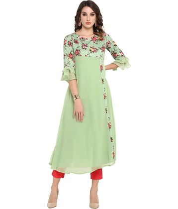 Janasya - Green Crepe Women's A-line Kurti ( Pack of 1 )