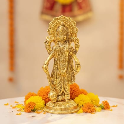 Aluminium Vishnu Ji Idol Statue | Lord Vishnu Murti | Hindu God Showpiece for Home Temple & Gifting, Height : 7.5 Inch (ASMAS542 V)
