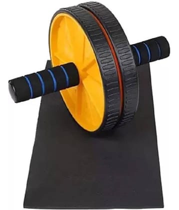 Ab Wheel Roller Anti Skid Double Wheel Total Body AB Roller Exerciser for Abdominal Stomach Exercise, Yellow (Pack of 1)