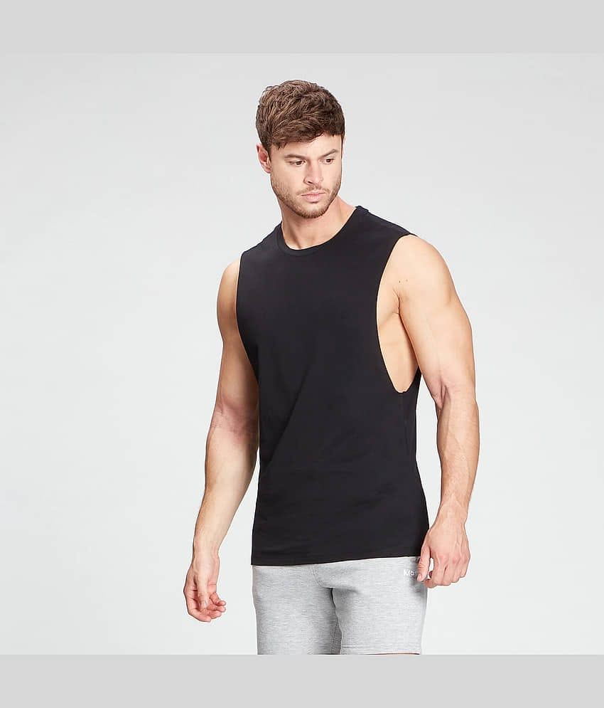 Scrott Fitness Pack of 1 Cotton Gym Vest For Men ( Black )