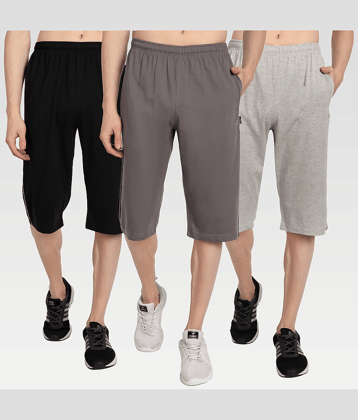 Zeffit - Multi Cotton Blend Men's Three-Fourths ( Pack of 3 )