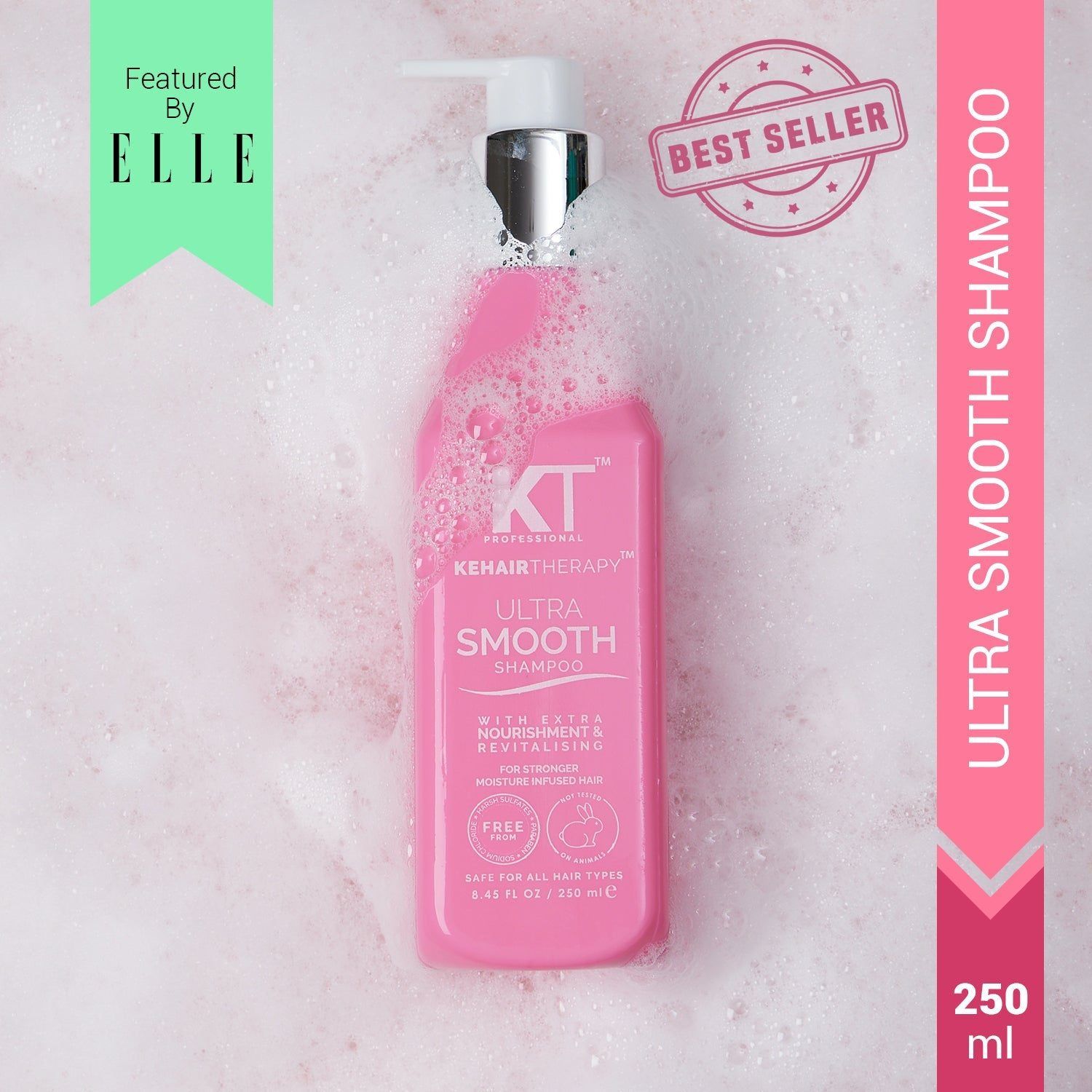 KT Professional Ultra Smooth Shampoo – 250ml, Frizz Control & Deep Hydration