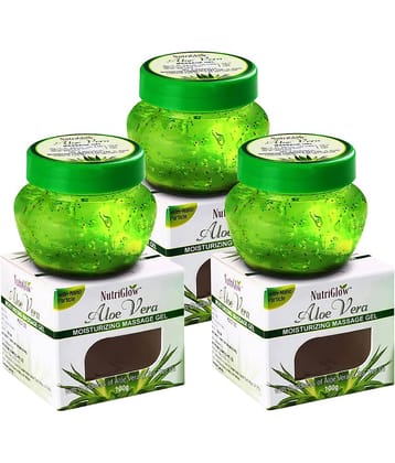 NutriGlow Aloe Vera Gel Great for Face, Hair, Acne, Sunburn, Bug Bites, Rashes, Glowing and Radiant Skin, Hydrating Gel, 100gm Each, (Pack of 3)