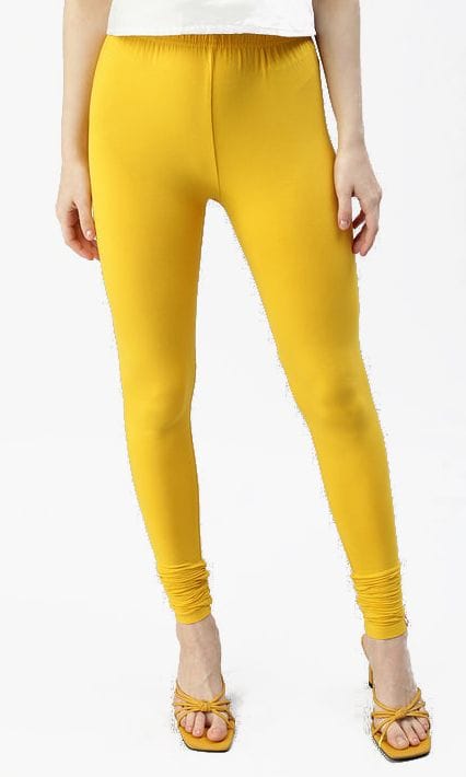 RATHNA APPARELS Churidar Ethnic wear Leggings (Yellow,Solid ) (S - Size)