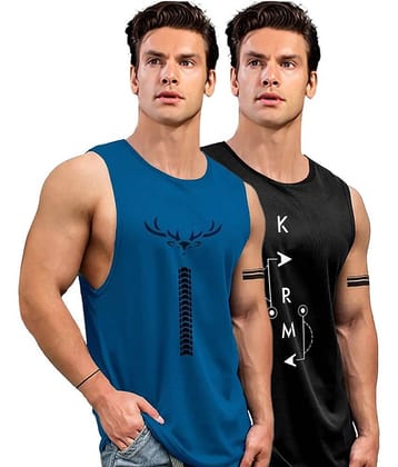 AUSK Pack of 2 Polyester Gym Vest For Men ( Teal )