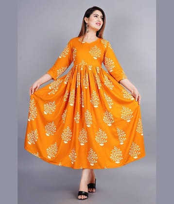 SIPET - Mustard Rayon Women's Flared Kurti ( Pack of 1 )