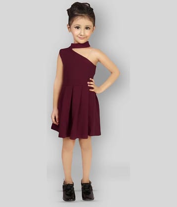 Addyvero Cotton Blend Fit And Flare Dress For Girls ( Pack of 1 , Maroon )