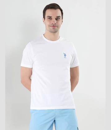 U.S. Polo Assn. Cotton Regular Fit Solid Half Sleeves Men's T-Shirt - White ( Pack of 1 )