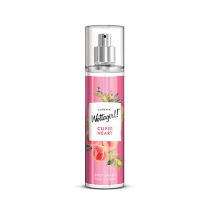 Layer�r Wottagirl! Cupid Heart Body Splash 135ml | Long-Lasting Fresh Fruity Floral Body Mist for Women | Melon, Red Fruits & Jasmine Notes | Everyday Wear | Skin-Friendly & IFRA Certified