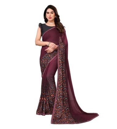 Women's Georgette Printed Saree with Unstitched Blouse 5.5Mtr (Maroon) Women's Georgette Printed Saree with Unstitched Blouse 5.5Mtr (Maroon)