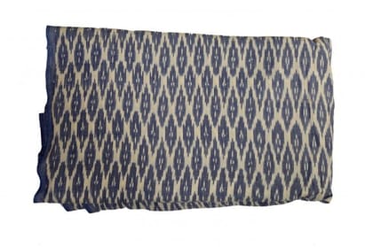 Pochampally Ikkat Cotton Fabric Standard Size Cream Blue (2.5 Meters)