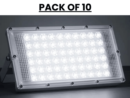 SPARKWORLD 50 Watt Brick Ultra Bright lens Led Flood Light | (Pack of 10) | Flood Light Outdoor Lamp (White) | Colour: White (Pack of 10)