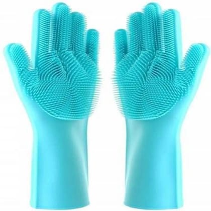 Multipurpose Silicone Scrubber Gloves for Dishwashing, Car Wash, Pet Bath, Kitchen & Household Cleaning Heat Resistant, Reusable & Durable (Sky Blue) Multipurpose Silicone Scrubber Gloves for Dishwashing, Car Wash, Pet Bath, Kitchen & Household Cleaning Heat Resistant, Reusable & Durable (Sky Blue)