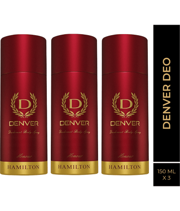 Denver Honour Long Lasting Deodorant Spray for Men 150 ml Each ( Pack of 3 )