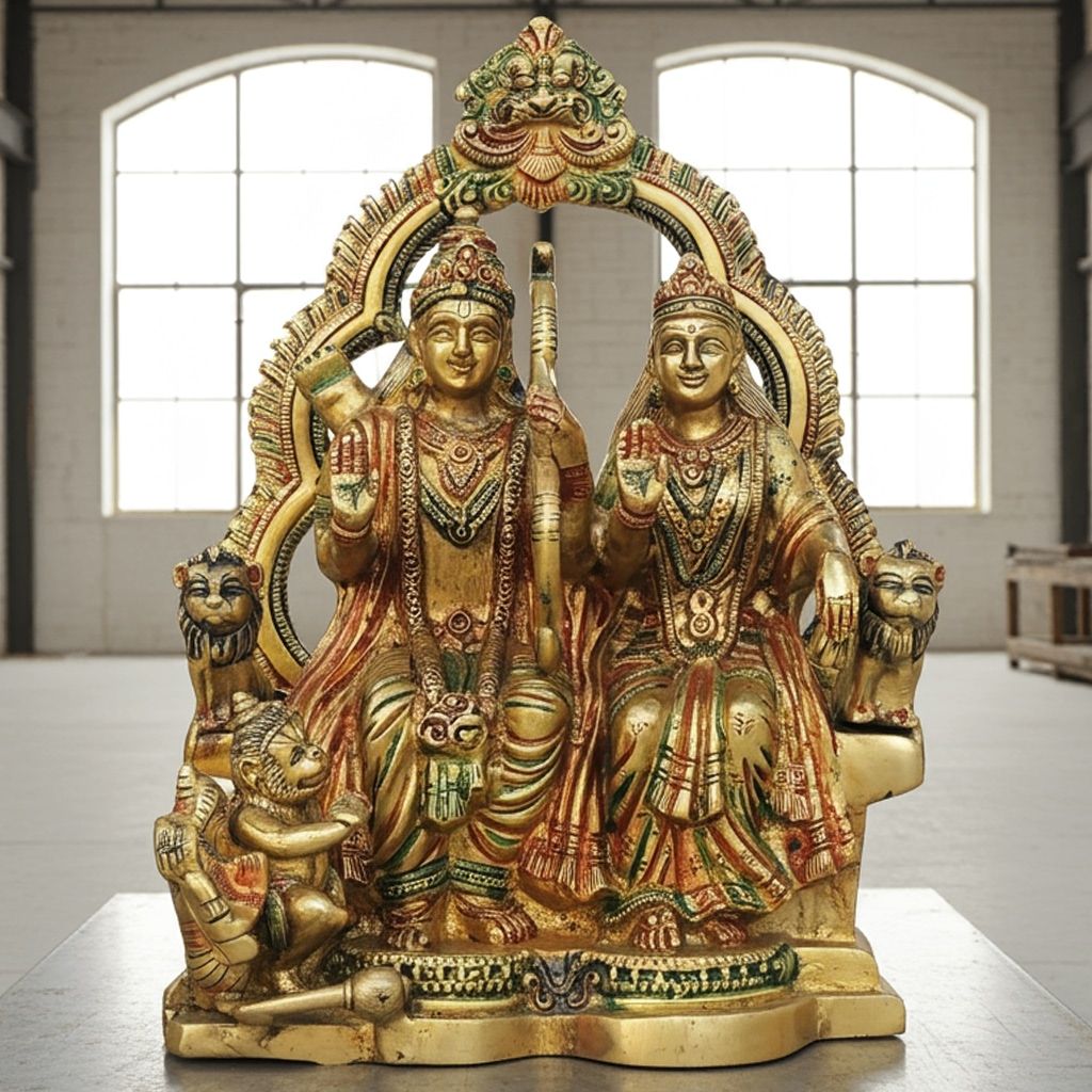 Brass Showpiece Ram Seeta Ji Sitting Idol/ Statue (BSMAS1463 C)