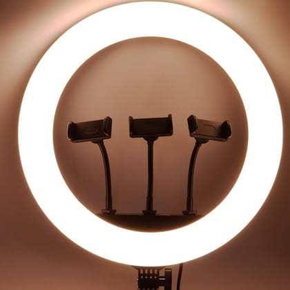 18 Inch LED Ring Light with Tripod Stand, 3 Color Modes & 3 Mobile Holders  Dimmable Selfie Ring Light with Remote Control for YouTube, Makeup, Photography & Live Streaming