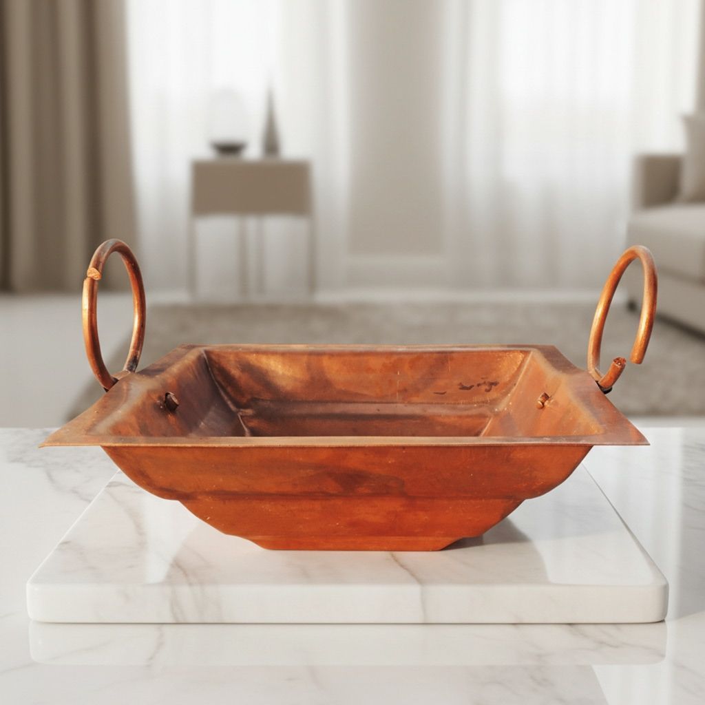 Pure Copper Hawan Kund for Puja | Traditional Yagya Kund, Length : 6 Inch (ZMAS294 D)