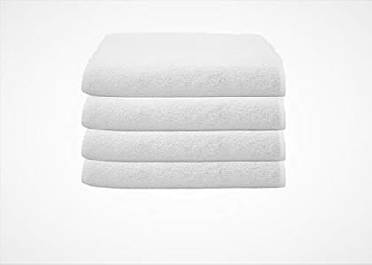 Gethitched Creations 100% Cotton 4 Pieces Solid White Hand & Face Towels or Napkins 375 GSM, 30 cm x 50 cm