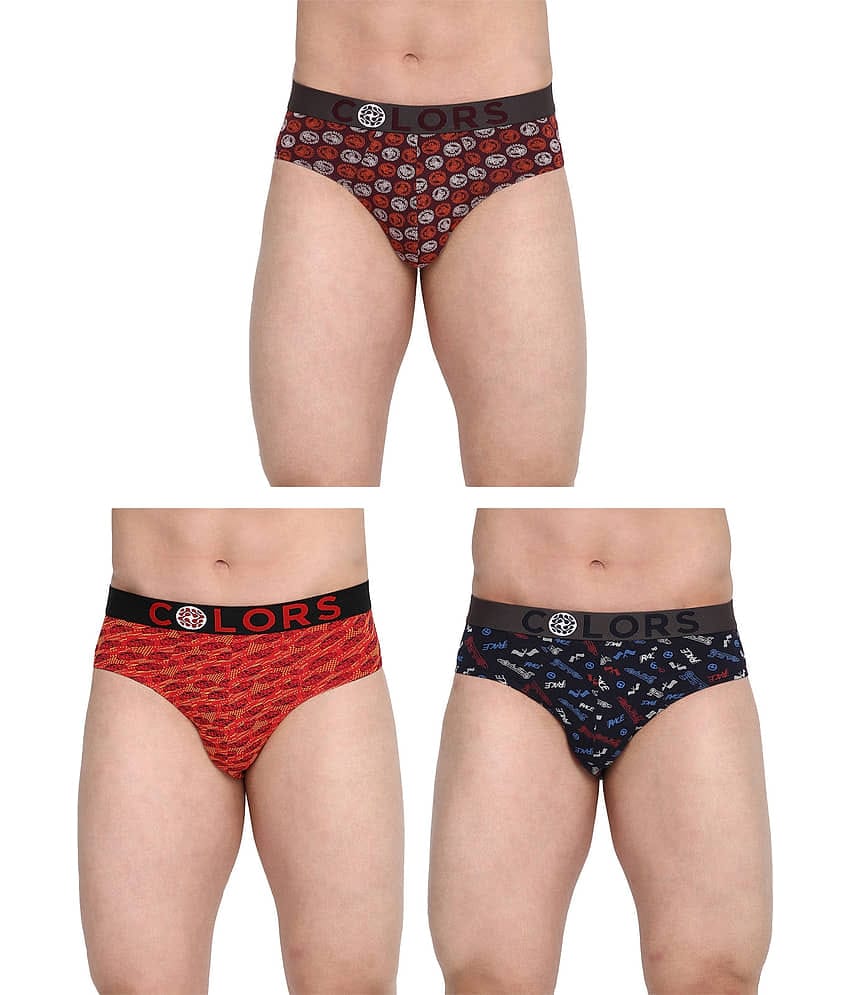 COLORS by Rupa Frontline Multicolor Cotton Men's Briefs ( Pack of 3 )