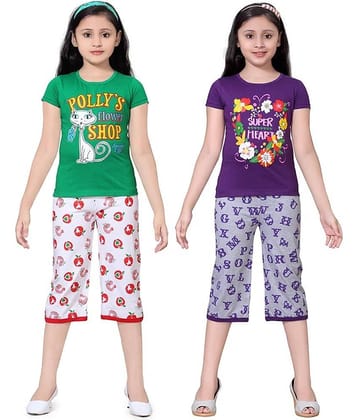 Sini Mini Pack of 2 Girls 100% Cotton Top With Shorts ( Multi )