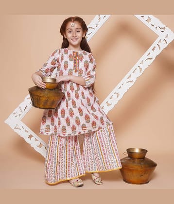 Arshia Fashions Girls Cotton Blend Kurta and Sharara Set ( Pack of 1 , Pink )