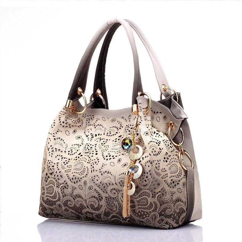 Realer Hollow Out Ombre Floral Print Women Shoulder Crossbody Bags Pu Leather Ladies Totes Hand Bags Handbags For Women