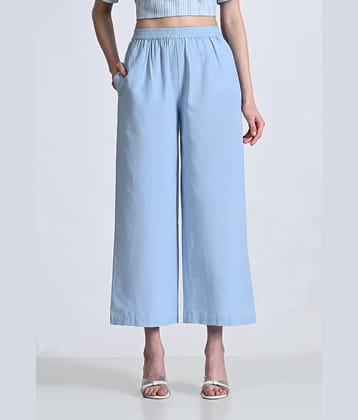 AMBI Pack of 1 Cotton Blend Straight Women's Palazzos ( Light Blue )