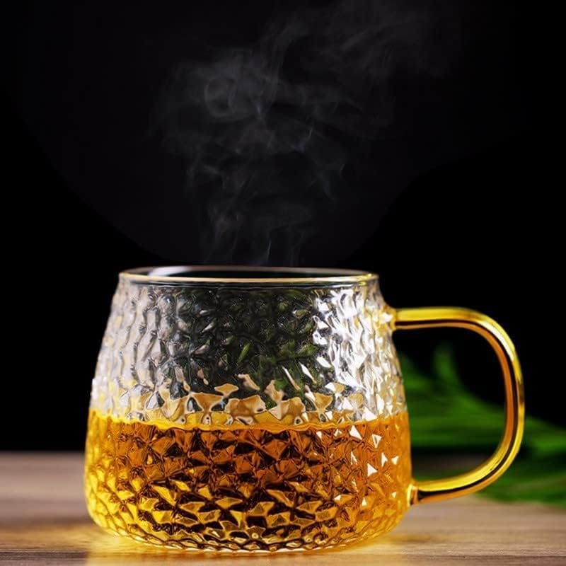 Glass Tea & Coffee Mug with Golden Handle, 480 ML, Set of 1, Borosilicate Glass Fancy Mug for Espresso, Latte, Cappuccino, Hot & Iced Drinks, Perfect for Home, Office Ideal Man/Women