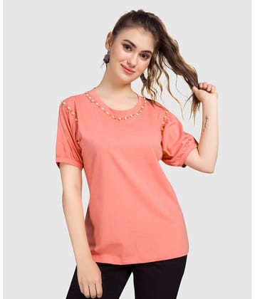 Monisha Plus Women Cotton Solid Regular Fit Round Neck T-Shirt ( Pink )