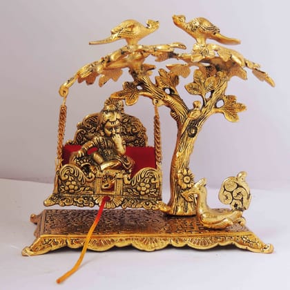 Aluminium Showpiece Laddu Gopal With Jhula (ASMAS293 G)