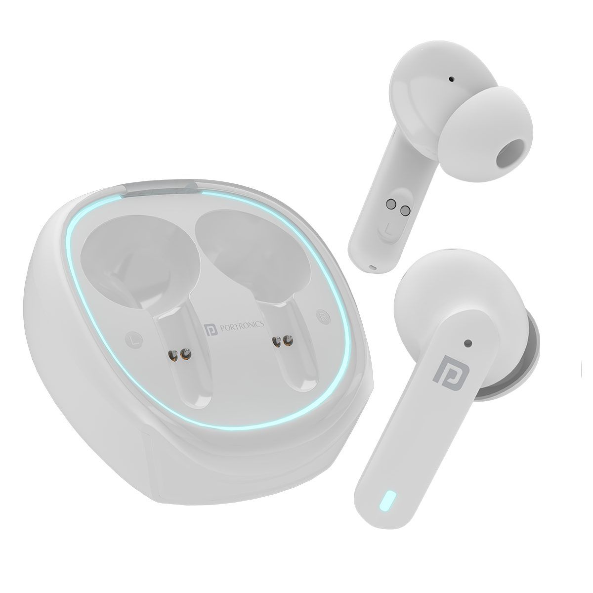 Portronics Harmonics Twins S11, 13mm Driver Earbuds - White