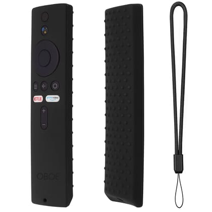 Oboe Silicone Tv Remote Cover Compatible with Xiaomi Mi TV Remote Netflix/Amazon Model 4X (65,55,50,43 inch) / 4A (40 inch) Protective Case with Loop (Black) [Remote NOT Included] Oboe Silicone Tv Remote Cover Compatible with Xiaomi Mi TV Remote Netflix/