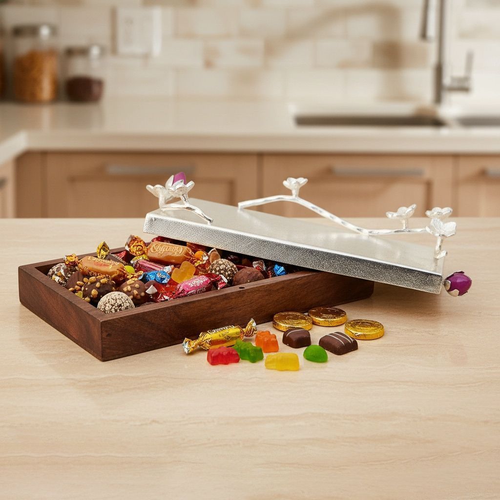 Aluminium Decorative Flower Candy Box, Diwali Gifting Item (ATMAS051 B)