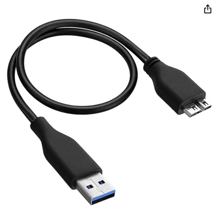 Lapster USB 3.0 A to Micro B SuperSpeed for hard disk cable - short cable