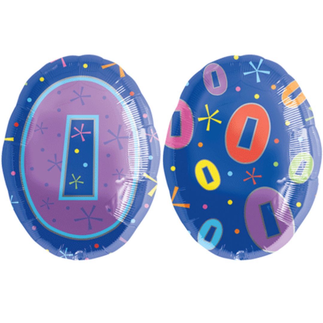 Number 0 Blue & Green Color Balloon - Helium Qulaity - 18 inches - 1PC