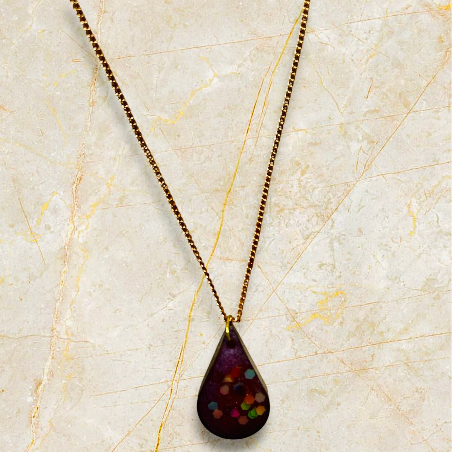 Resin pink sparkle pendent