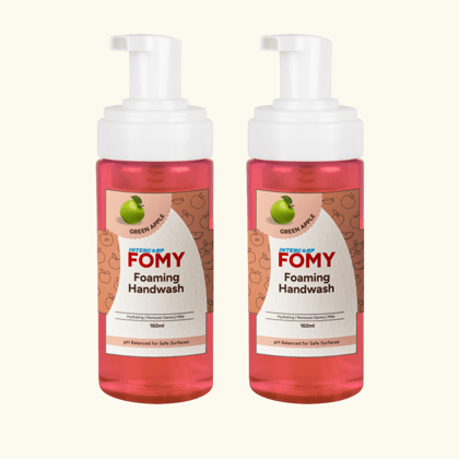 INTERCORP FOMY Antibacterial Soft Refreshing Foam Hand Wash, 160 ml Each (Green Apple - Pack of 2)
