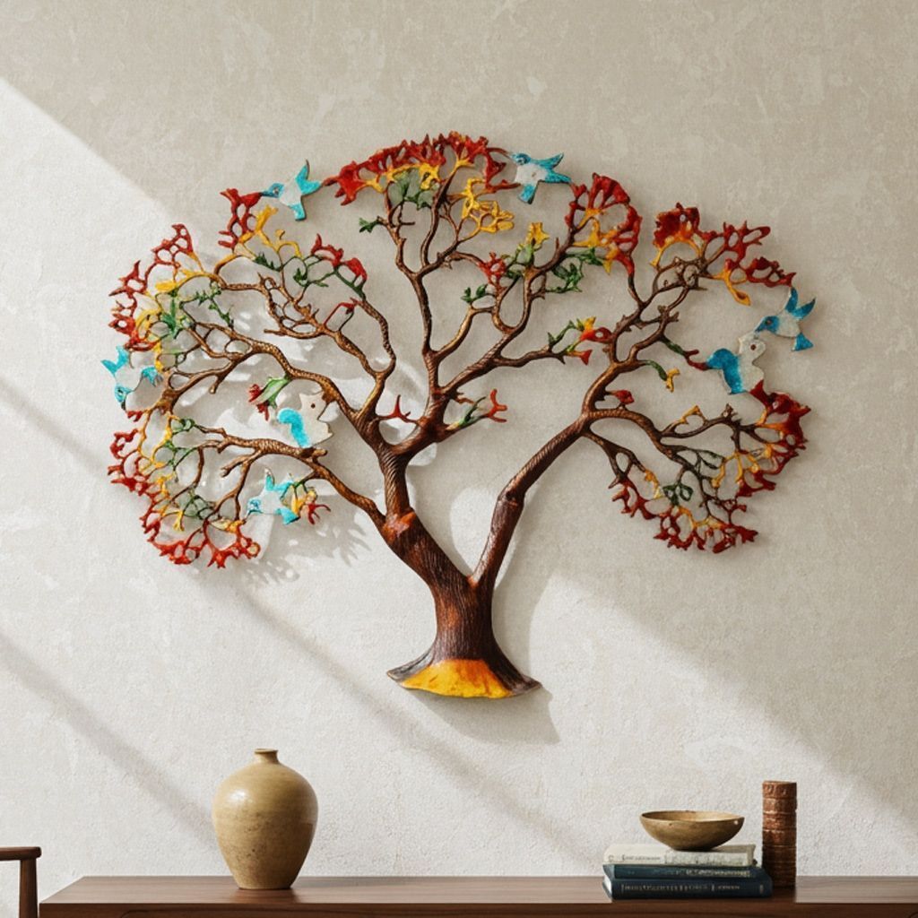 Aluminium Wall Hanging Tree Sculpture – Home Decor Showpiece, Height : 25 Inch (ZMAS046 E)
