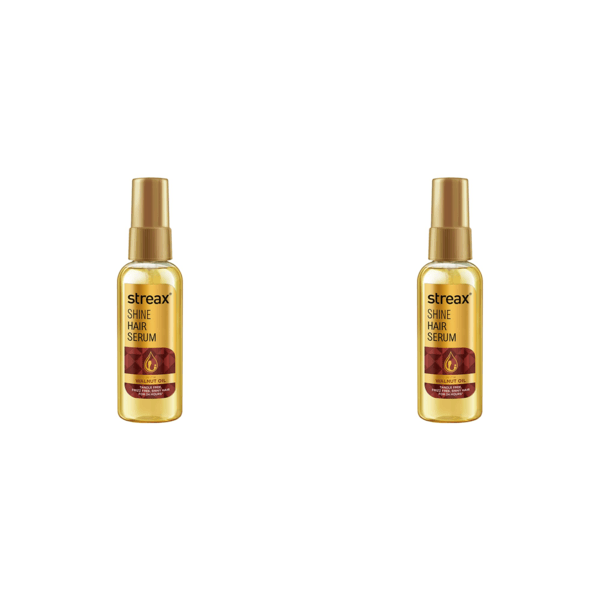 Streax Hair Serum (75m*2),Vitalized with Walnut Oil, For Hair Smoothening & Shine