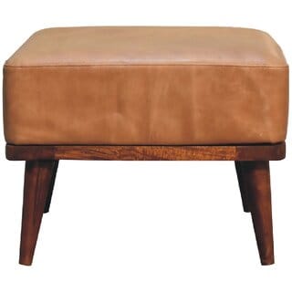 Tan Buffalo Leather Tan Footstool
