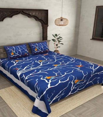 Soft Cotton 180 TC Sparrow Symphony Double Bedsheet