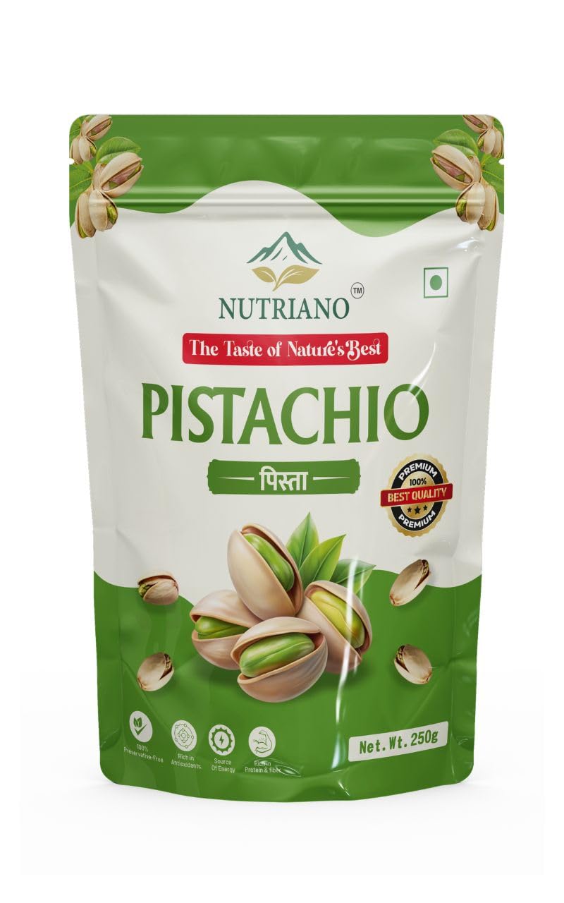 Nutriano Premium Roasted & Salted Pistachios (Pista) – Crunchy & Flavorful – Rich in Protein & Fiber – Ready to Eat Snack – 250g