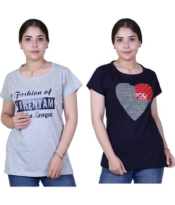 Varenyam Women Cotton Regular Fit Round Neck T-Shirt ( Grey )