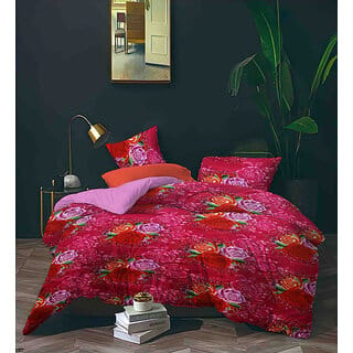 Black Bee  Magenta Bedsheet With Floral Print Double Bedsheet With 2 Pillow Covers (208 X 213 Cm)(Bs4-05)