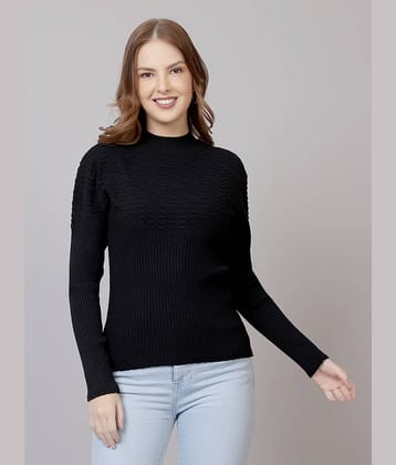 FEVERFEW Women Viscose Round Neck Pullover ( Black )