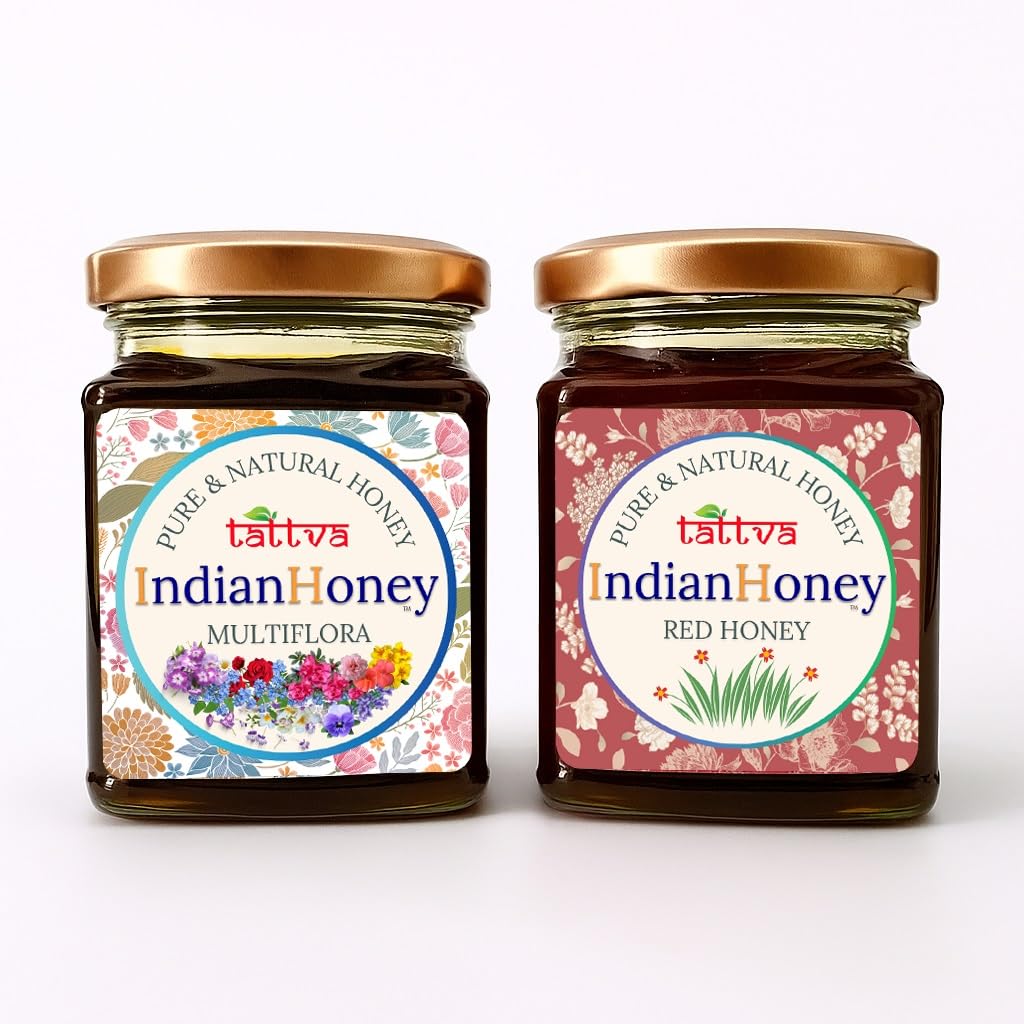 IndianHoney Himalayan Multiflora & Red Honey Combo Pack (230gm & 230gm)