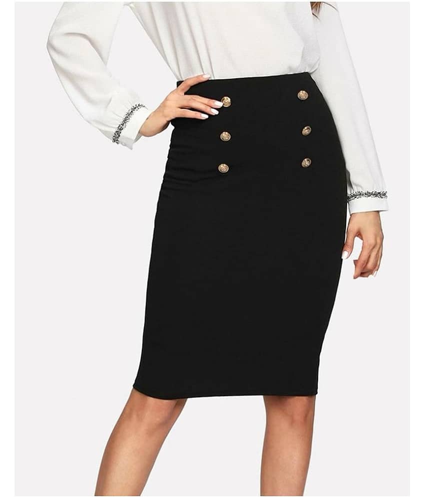 Addyvero Cotton Lycra Pencil Skirt - Black Single
