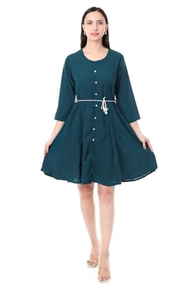 MR ANDERSONS Women’s Button Down Dress with Belt Fit and Flare Knee Length