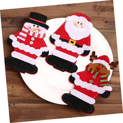 set of 3 Pcs Christmas Cutlery Holder