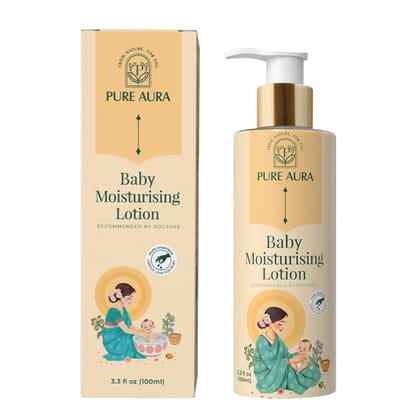 Pure Aura Rich Moisture Baby Lotion 100ml | Nourishing Cream for Soft & Sensitive Skin | Ayurvedic & Chemical-Free | Daily Use | Safe for Newborns Baby & Kids